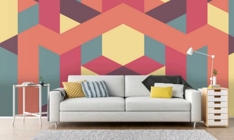Papel de parede com formas geométricas